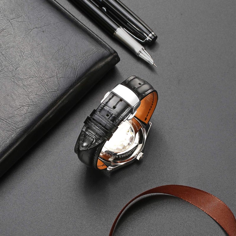 MORANO Moran Genuine Leather Replacement Watch Band Deployment Buckle 18mm 19mm 20mm 21mm 22mm 23mm 24mm Calfskin Watch Strap for Men's and Women's - Image 2